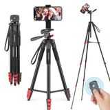 NovoNost 65 inç Telefon Tripod - Canlı Akış ve Video Kaydı için Uzaktan Deklanşörlü ve Telefon Tutuculu iPhone için Tripod/iOS/Android/Kamera ile Uyumlu (Taşıma Çantası Dahil)