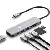 NOVOO USB C Hub 6 Bağlantı Noktalı Alüminyum USB C Adaptörü, HDMI 4K, 2 USB 3.1, Tip C PD 60W (20V, 3A), Dizüstü Bilgisayar MacBook Pro 2016/2017 Samsung Galaxy S8 Huawei Tip C Cihazları için SD/Micro SD Kart Okuyucu Bağlantı Noktaları