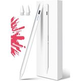 Novstrap Apple iPad Mini 5/6 Nesil ile Uyumlu Dokunmatik Tablet Kalemi DZ900 Gen3 Stylus Pencil Avuç Içi Reddi 2 Adet Yedek Uç - Beyaz