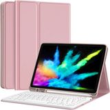 Novstrap Apple iPad Pro 11 2022 2021 2020 2 3 4 Nesil Uyumlu Bluetooth Klavyeli Kılıf Kalem Bölmeli - Rose Gold