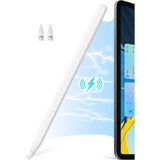 Novstrap Apple iPad Pro 12.9 2/3/4/5/6 Nesil ile Uyumlu Dokunmatik Tablet Kalemi 2. Nesil Smart Pencil Stylus Manyetik Şarj Avuç Içi Reddi - Beyaz - iPad Pro 12.9 inç