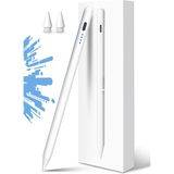 Novstrap Apple iPad Pro 12.9 Inç 2/3/4/5/6 Nesil ile Uyumlu Dokunmatik Tablet Kalemi DZ900 Gen3 Stylus Pencil Avuç Içi Reddi 2 Adet Yedek Uç - Beyaz - iPad Pro 12.9 (2/3/4/5/6)