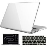 Novstrap Apple Macbook Pro 14 Inç M4 A3401 A3112 A3185 ile Uyumlu Parlak Kılıf + Siyah Klavye Kılıfı +Film - Şeffaf