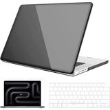 Novstrap Apple Macbook Pro 16 Inç M4 A3186 A3403 ile Uyumlu Parlak Kılıf + Siyah Klavye Kılıfı +Film - Şeffaf
