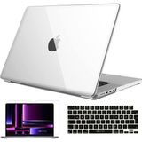 Novstrap Apple MacBook Pro 2023 M2 16 Inc A2780 Uyumlu Parlak Kılıf + Siyah Klavye Kılıfı + Film - Şeffaf