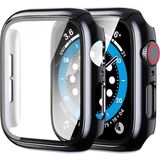 NovStrap Apple Watch Seri 7 8 9 41mm ile Uyumlu Ekran Kasa Koruyucu Kapak Kılıf 360 Tam Koruma - Parlak Siyah