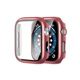 NovStrap Apple Watch Seri 9-8-7 45mm ile Uyumlu Ekran ve Kasa Koruyucu, Sert Kapak Kılıf, 360 Tam Koruma (45MM) METALİK ROSE PEMBE