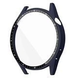 NovStrap Huawei Watch GT3 46mm ile Uyumlu Ekran Koruyucu Temperli Cam ve Kasa Koruyucu Sert PC LACİVERT