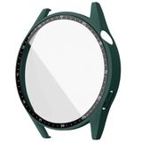 NovStrap Huawei Watch GT3 46mm ile Uyumlu Ekran Koruyucu Temperli Cam ve Kasa Koruyucu Sert PC YEŞİL KOYU