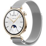 NovStrap Huawei Watch Gt6 41mm Gt4 41mm Gt5 41mm ile Uyumlu Kordon (18mm Pimli) Mıknatıslı Metal Hasır Kayış - HUAWEI GT4 (41MM) - Gümüş