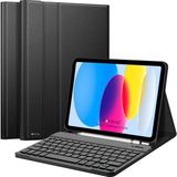 NovStrap iPad A16 11. Nesil / iPad 10. Nesil 10.9 inç Uyumlu Bluetooth Klavyeli Tablet Kılıfı - Siyah
