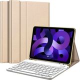 NovStrap iPad Air 4 5 6 Nesil 10.9 inç iPad Air 11 M2 M3 M4 Uyumlu Bluetooth Klavyeli Tablet Kılıfı - Altın