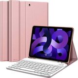 NovStrap iPad Air 4 5 6 Nesil 10.9 inç iPad Air 11 M2 M3 M4 Uyumlu Bluetooth Klavyeli Tablet Kılıfı - Rose Gold