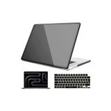 NovStrap Macbook Pro 16 inç M3 A2991 ile Uyumlu Parlak Kılıf + Siyah Klavye Kılıfı + Film