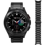 NovStrap Samsung Galaxy Watch 7 6 5 4 Fe 40-42-43-44-45-46-47 Mm ile Uyumlu Çelik Metal Kordon Boşluk Bırakmayan Pimli SİYAH