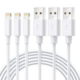 Novtech MFi Sertifikalı iPhone Şarj Kablosu 3 Paket 3FT USB Lightning Kablosu 2.4A Hızlı Şarj Kablosu Kablosu iPhone 14 Plus 13 12 11 Pro Max XR Xs X 8 7 6 6s 5 5s SE iPad Air Pro Mini için - Beyaz