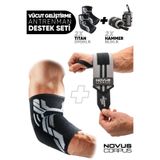 NOVUS CORPUS NO CO 2’li Fitness Destek Seti Spor Dirseklik Elbow Sleeve Wrist Wraps Ağırlık Bilekliği Crossfit Gym Powerlifting