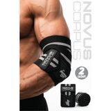 Novus Corpus NoCo Fitness Dirsek Sargısı Sakatlık Önleyici Destekleyici Spor Dirseklik Elbow Wraps Crossfit Bandajı - 2 Adet - Standart - Gri - Siyah