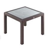 Novussi 90x90 Kahve Rattan Camlı Masa