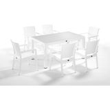 Novussi Beyaz Novussi Liverno Rattan Masa Koltuk Takımı 90X150 Camlı Masa - Dikdörtgen - 6