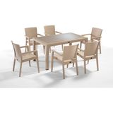 Novussi Cappucino Novussi Liverno Rattan Masa Koltuk Takımı 90X150 Camlı Masa - Dikdörtgen - 6