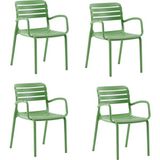 Novussi Notte Sandalye 4'lü Paket Yeşil Renkli Plastik Malzeme ile Modern Bahçe Mobilyası