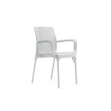 Novussi R008 Sunset Rattan Koltuk Sandalye, Plastik ve Cam Elyaf, Beyaz, 4 Adet