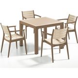 Novussi Regnum Bahçe Seti - 4 Sandalye + 1 Camlı Masa Takımı Çöl Kahvesi/kappuçino - Cappuccino