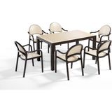 Novussi Senza 6'lı Bahçe Masa Sandalye Seti (Kahverengi - Cappuccino)