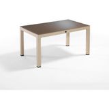 Novussi Wood Masa 90X150 Çizgili Regnum Camlı Masa - Cappucino