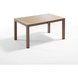 Novussi Wood Masa 90X150 Çizgili Regnum Camlı Masa - Çöl Kahvesi