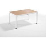 Novussi Wood Masa 90X150 Çizgili Regnum Camlı Masa - Fildişi