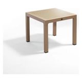 Novussi Wood Masa 90X90 Çizgili Regnum Camlı Masa - Çöl Kahvesi