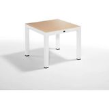 Novussi Wood Masa 90X90 Çizgili Regnum Camlı Masa(Beyaz-Fildişi)