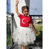 Novy Baby 23 Nisan Türk Bayraklı Omuzu ve Kolu Fırfırlı Tişört Kız Çocuk - 2-9 Yaş - 2088 - 3 Yaş - Kırmızı - Gümüş