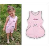 Novy Baby Fiyonklu Aplikeli Çıtçıtlı Sıfır Kol Çocuk Şort Tulum - 1-5 Yaş - 2090 - Pembe - 2 Yaş