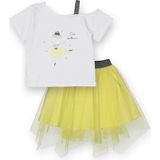 Novy Baby Hayal Tüllü Etek Düşük Omuzlu Tshirt Kız Çocuk 2'li Takım - 2-9 Yaş - 2091 - Sarı - 3 Yaş