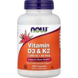 Now Foods Supplements, Vitamin D3 & K2, 1,000 Iu/45 Mcg, Plus Cardiovascular Supports Bone Health 240 Veg Caps - Aromasız
