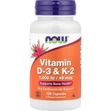 Now Vitamin D-3 & K-2, 120 Capsules - Aromasız