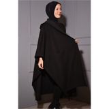 Nowa Scarf Battal beden kaşe Cepli Şapkalı Panço Siyah büyük beden standart beden büyük beden