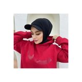 Nowa Scarf Boneli Şapka Şal Yazlık Tesettür Model Siyah