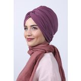 Nowa Scarf Çift Yönlü Güllü Düğüm Bone Koyu Gül Kurusu
