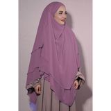 Nowa Scarf Hazır Tesettür Peçeli Üç Katlı Şifon Sufle Şal Gül Kurusu
