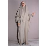 Nowa Scarf İkili Takım Medine İpeği Kumaş Şal ve Elbise Bej