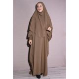 Nowa Scarf İkili Takım Medine İpeği Kumaş Şal ve Elbise Taba