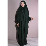 Nowa Scarf İkili Takım Medine İpeği Kumaş Şal ve Elbise Zümrüt Yeşili