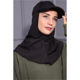Nowa Scarf Kepli Şapka Şal Boynu Kapatan Scuba Kumaş Siyah