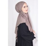 Nowa Scarf Medine İpeği Orta Boy Sufle Khimar Şal Açık Vizon