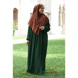 Nowa Scarf Pileli Fermuarlı Aerobin Kumaş Tesettür Ferace/Elbise Zümrüt Yeşili