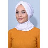 Nowa Scarf Şallı Düğüm Bone Beyaz